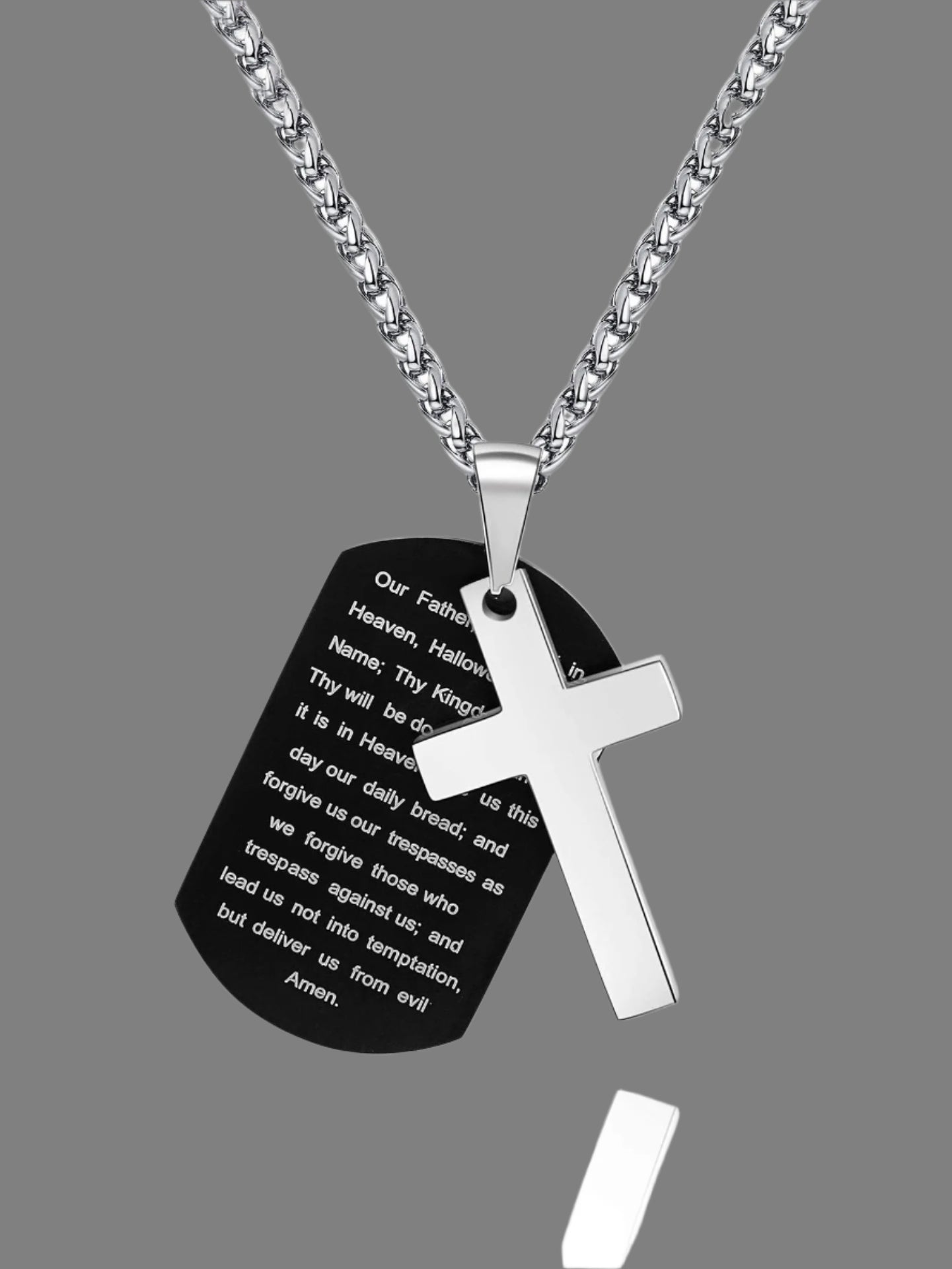 Men's Stainless Steel Scripture Cross Necklace